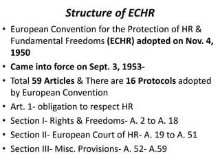 Echr Document Human rights 5th sem- Regional Conventions of HR; NHRC & SHRC | PPTX