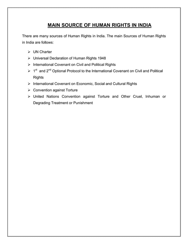 essay on human rights act in india