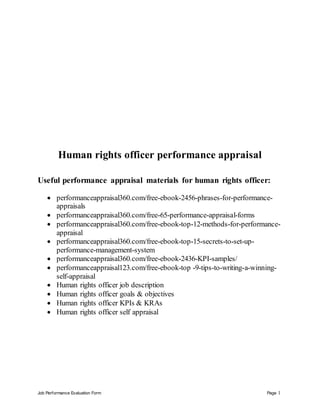 Human rights officer performance appraisal | PDF