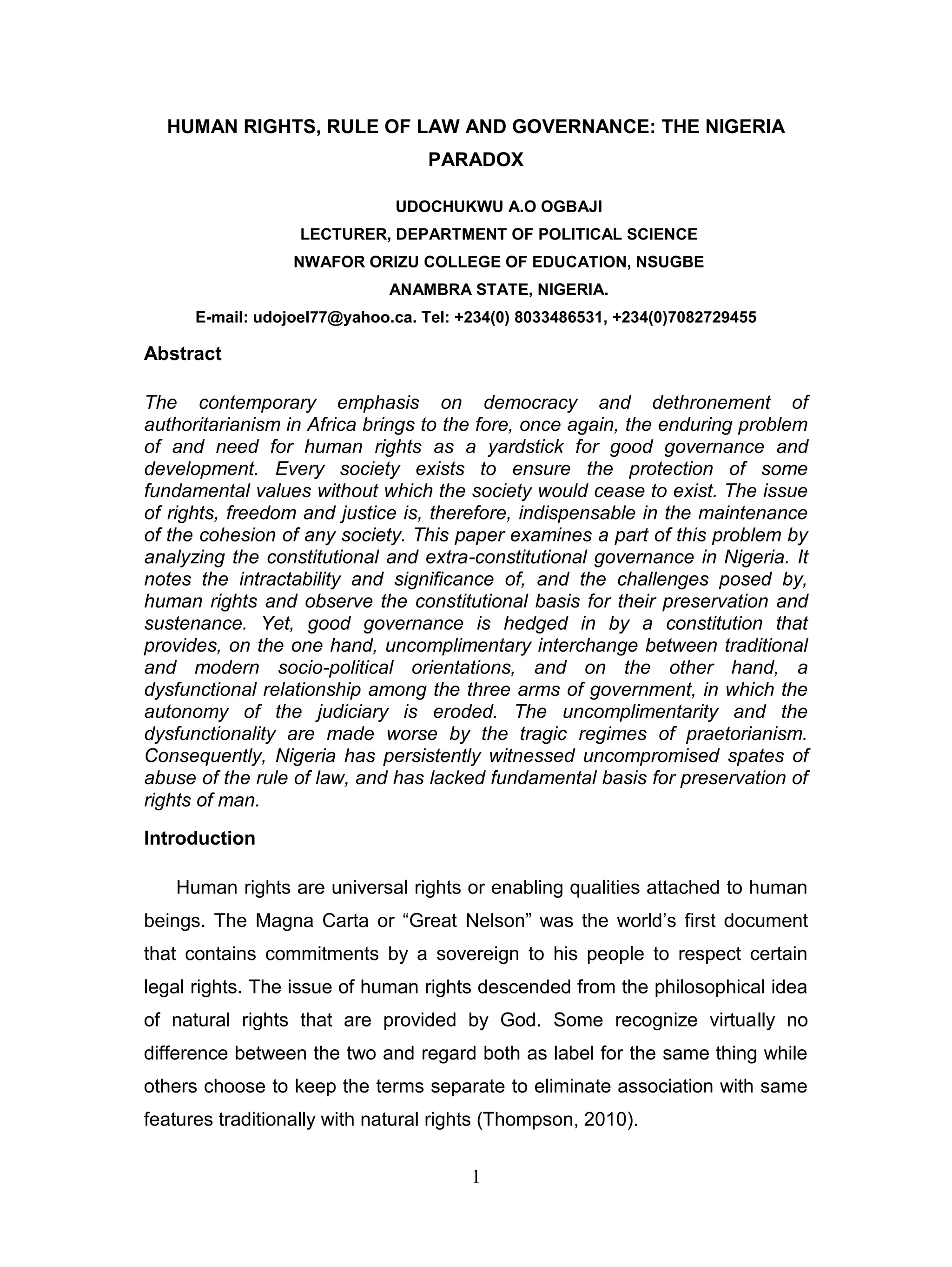 Human rights, rule of law and governance | DOCX