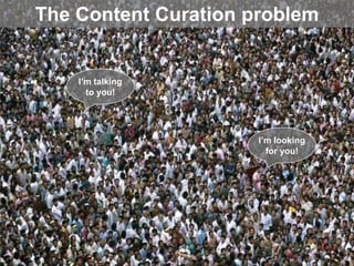The Content Curation problem
    I’m talking
      to you!
                      I’m looking
                        for you!
 