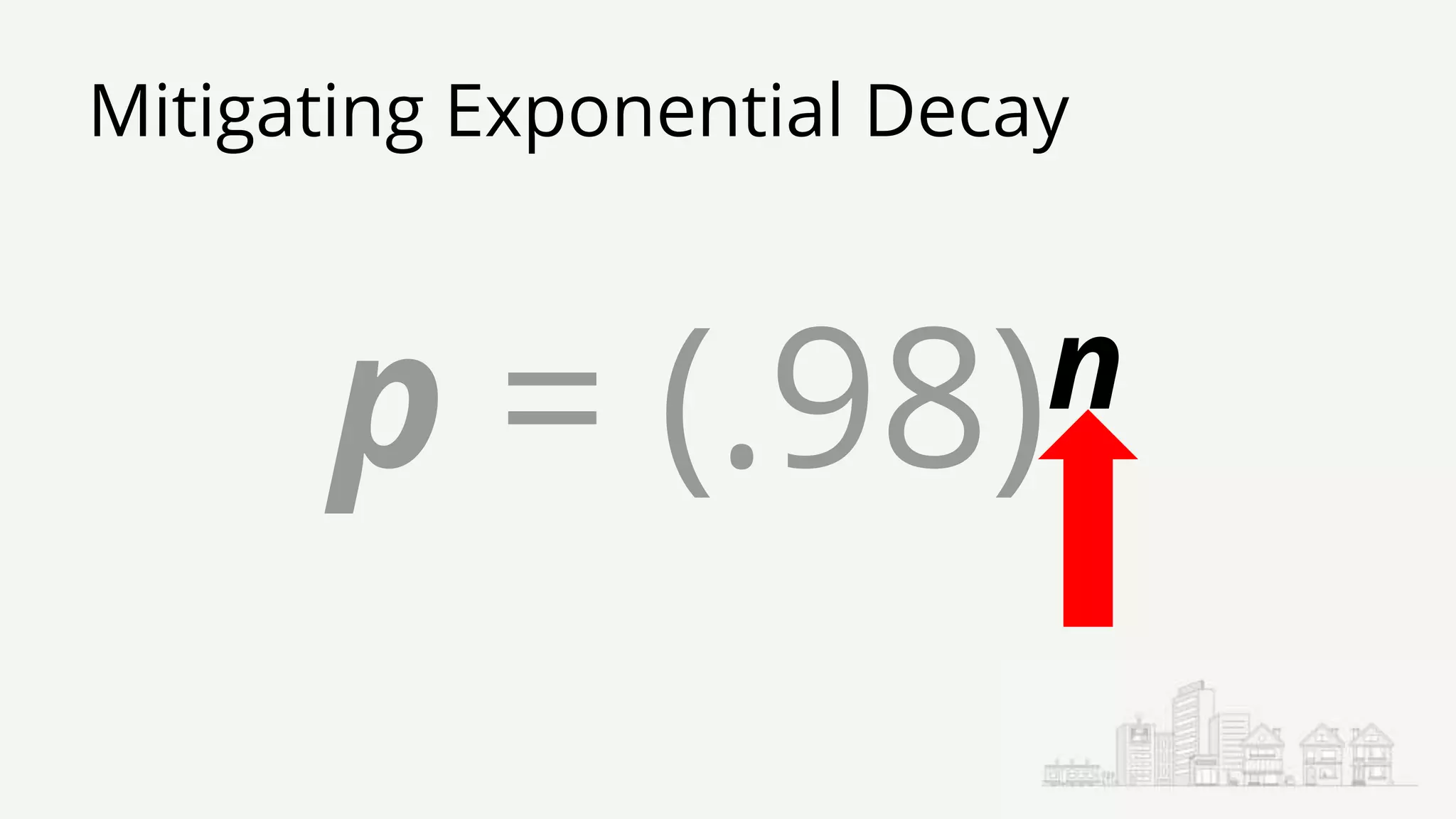 Mitigating Exponential Decay
p = (.98)n
 