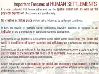 HUMAN SETTLEMENTS PLANNING Compiled By | PDF