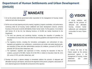 Department of Human Settlements and Urban Development
(DHSUD)
 