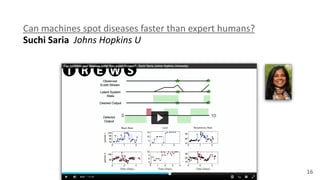 16
Can	
  machines	
  spot	
  diseases	
  faster	
  than	
  expert	
  humans? 
Suchi	
  Saria	
  	
  Johns	
  Hopkins	
  U
 
