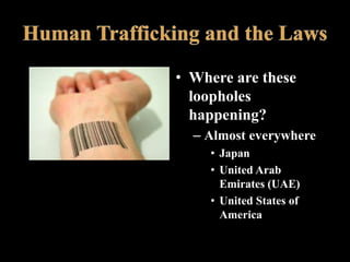 • Where are these
loopholes
happening?
– Almost everywhere
• Japan
• United Arab
Emirates (UAE)
• United States of
America

 