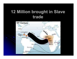 12 Million brought in Slave
trade
 