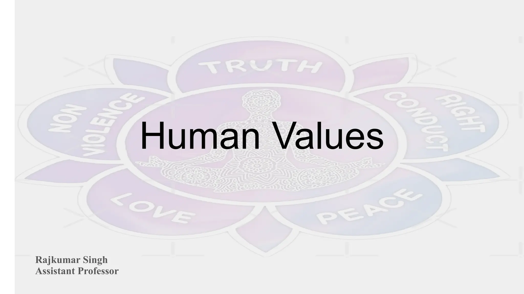 Human Values
Rajkumar Singh
Assistant Professor
 