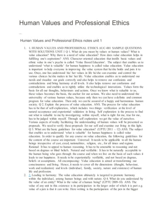 Human values and professional ethics questions and answers ap.cbcs 1 ...