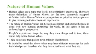 Basic Human Values Examples Human Values and Consciousness Full topic.pptx