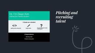 Pitching and
recruiting
talent
 