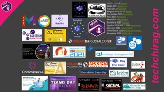 techchirag.com
UK 2011-2014 #spsuk
EMEA 2011 #spsemea
India 2012 #spsindia
Belgium 2016-2017 #spsbe
Cambridge 2017 #spscambs
Paris 2015 #spsparis
Madrid 2016 #spsmad
Barcelona 2017 #spsbcn
London 2015-2017, 2019 #spslondon
Leicester 2019 #spsleicester
Ahmedabad 2020 #M365Ahmedabad
Bangalore 2020 #M365BLR
 