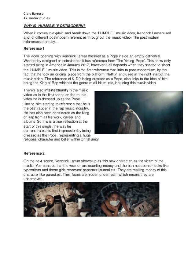 Humble Kendrick Lamar Music Video Analysis - 