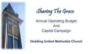 Sharing The Grace
Annual Operating Budget
And
Capital Campaign
Hedding United Methodist Church
 