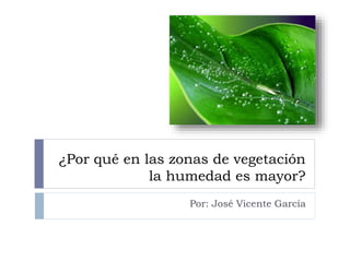 ¿Por qué en las zonas de vegetación
la humedad es mayor?
Por: José Vicente García
 