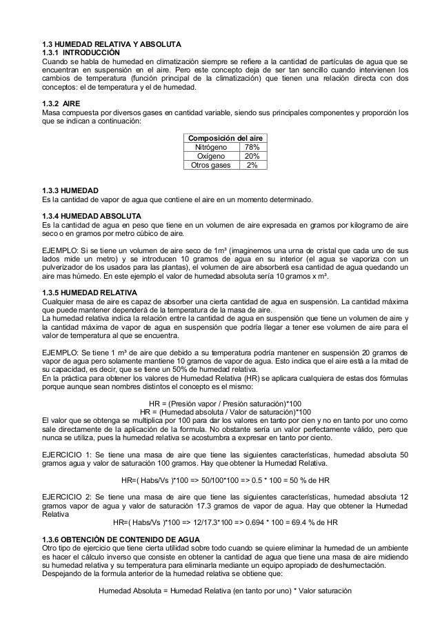 Humedad Y Presion Absoluta Relativa Tabla De Saturacion Diagrama Sic