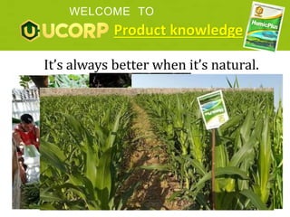 WELCOME TO
It’s always better when it’s natural.
Product knowledge
 