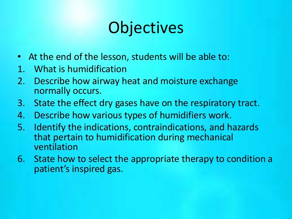 Humidification therapy