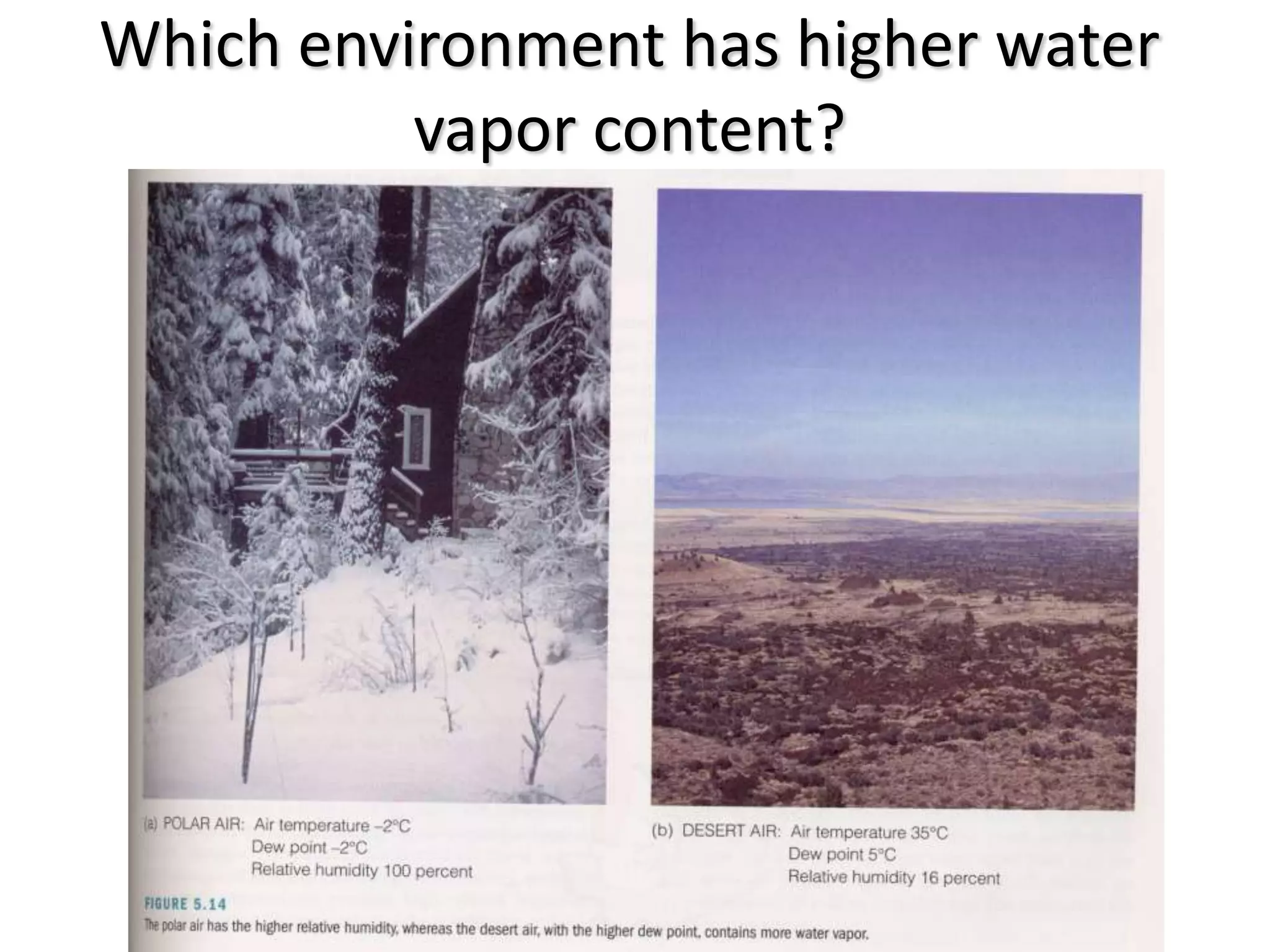 Which environment has higher water
          vapor content?
 
