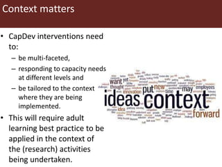 Capacity Development (CapDev) in the Humidtropics CRP: Key Strategy and Elements for Extension Phase 2015-16