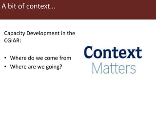 Capacity Development (CapDev) in the Humidtropics CRP: Key Strategy and Elements for Extension Phase 2015-16