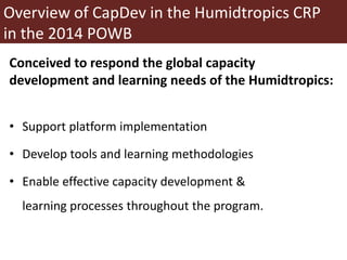 Capacity Development (CapDev) in the Humidtropics CRP: Key Strategy and Elements for Extension Phase 2015-16