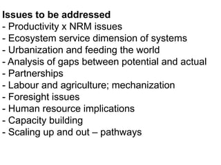 Humidtropics – Presentation for Discussion with Donors and Partners – June 2013