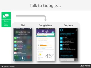 @KunleTCampbell
Talk to Google…
Siri Google Now Cortana
Conversational
Queries
Voice
Search
 
