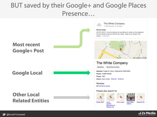 @KunleTCampbell
BUT saved by their Google+ and Google Places
Presence…
Most recent
Google+ Post
Google Local
Other Local
Related Entities
 