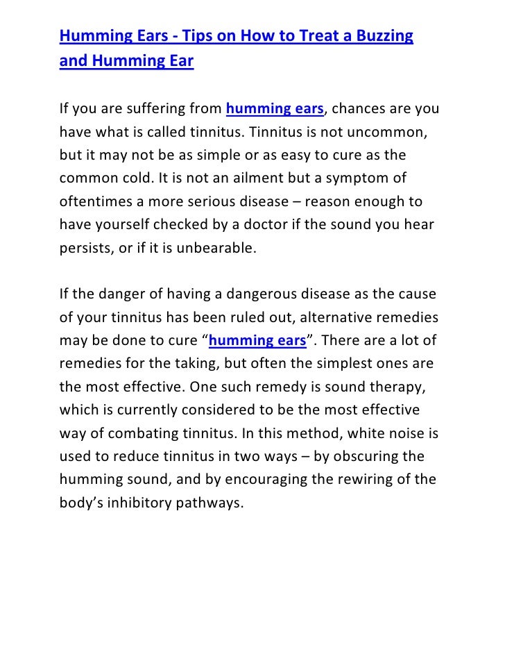 Humming ears tips on how to treat a buzzing and humming ear
