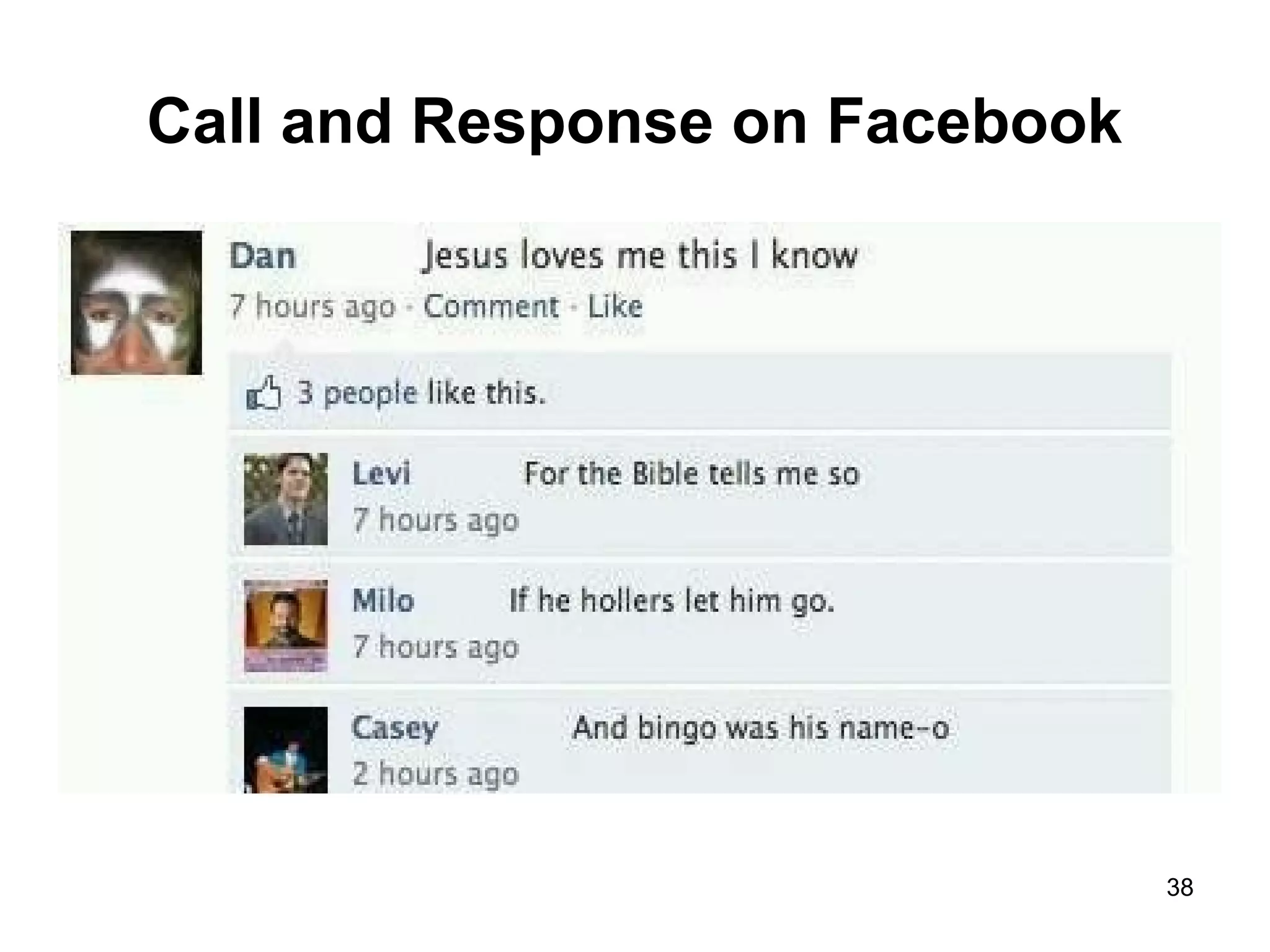 Call and Response on Facebook
38
 