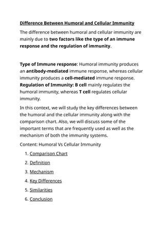 Comprehensive Comparison of Humoral and Cellular Immunity Mechanisms ...