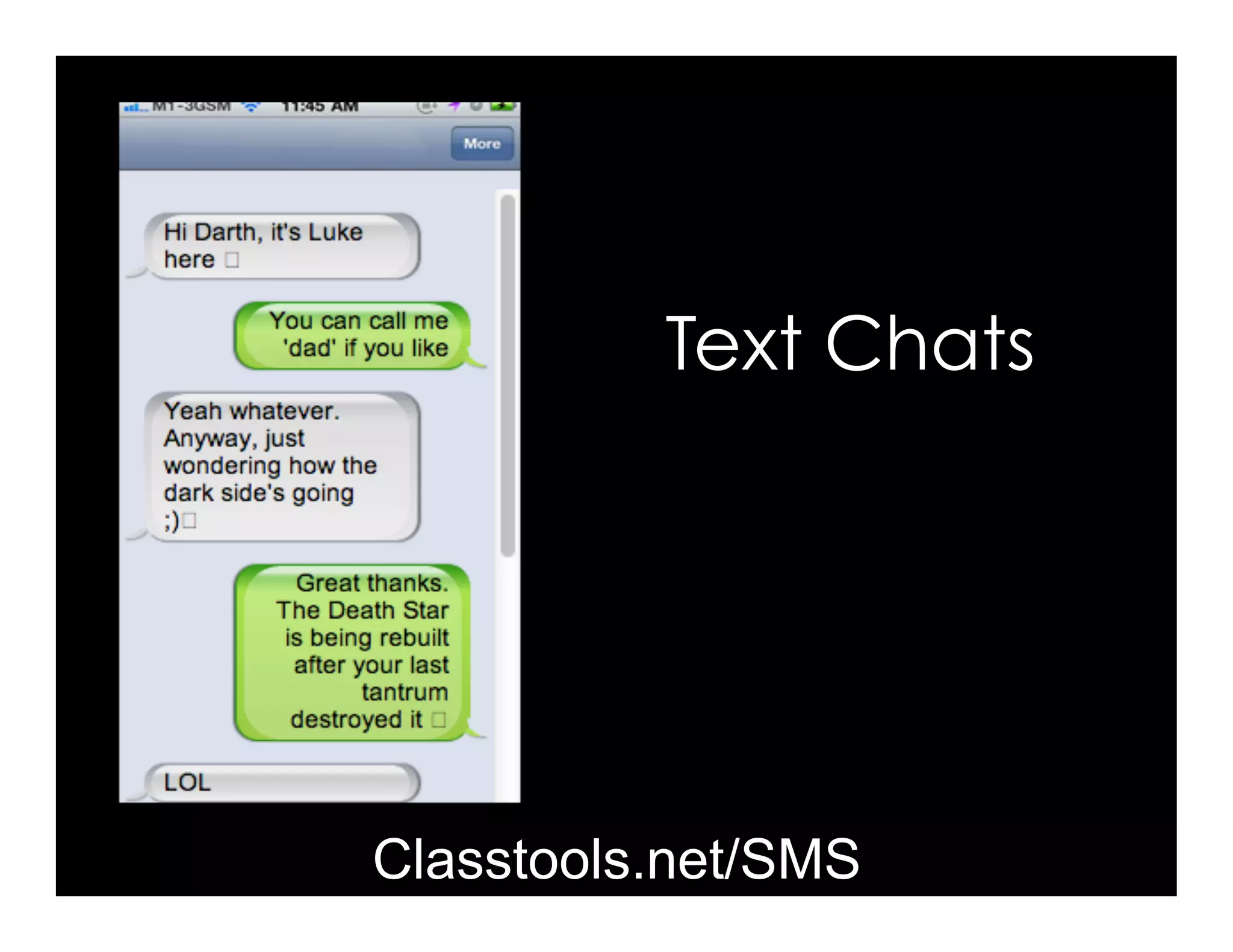 Classtools.net/SMS
Text Chats
 