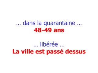 …  dans la quarantaine … 48-49 ans … libérée … La ville est passé dessus 