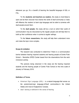 Problem Statement Sign Language Communication Barrier of Hearing Impaired Students | DOCX