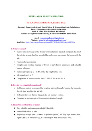 HUMUS - A KEY TO SUSTAINABLE SOIL.pptx