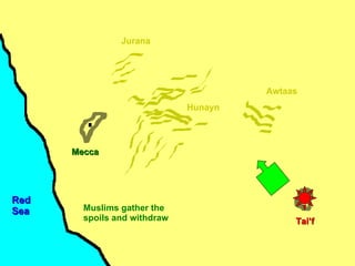 Red Sea Muslims gather the spoils and withdraw Mecca Hunayn Awtaas Jurana Tai’f 