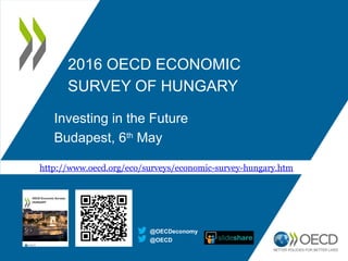 2016 OECD ECONOMIC
SURVEY OF HUNGARY
Investing in the Future
Budapest, 6th
May
@OECD
@OECDeconomy
http://www.oecd.org/eco/surveys/economic-survey-hungary.htm
 