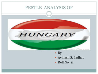 PESTLE ANALYSIS OF




            By
            Avinash S. Jadhav
            Roll No :11
 