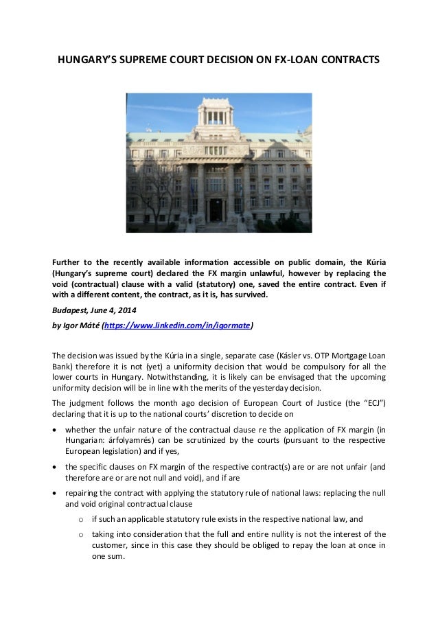Hungary #39 s supreme court decision on fx loans Hungary #39 s supreme court decision on fx loans