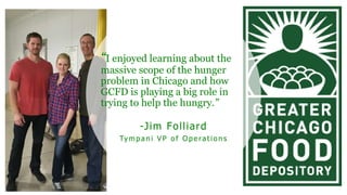 “I enjoyed learning about the
massive scope of the hunger
problem in Chicago and how
GCFD is playing a big role in
trying ...