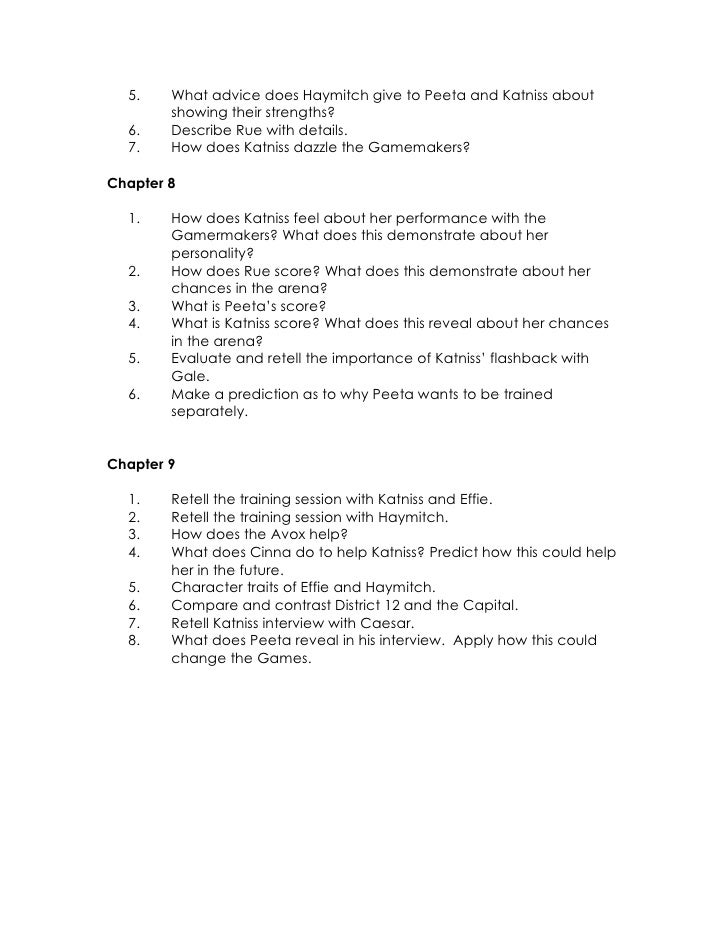 Hunger games study questions students