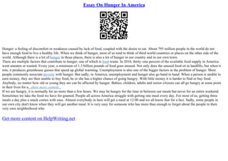 Hunger In America | PDF