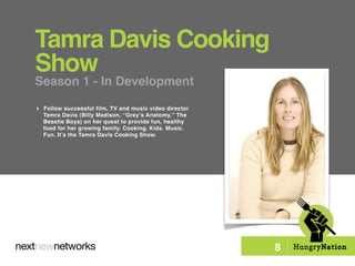 Tamra Davis Cooking
Show
Season 1 - In Development

 Follow successful film, TV and music video director
  Tamra Davis (B...