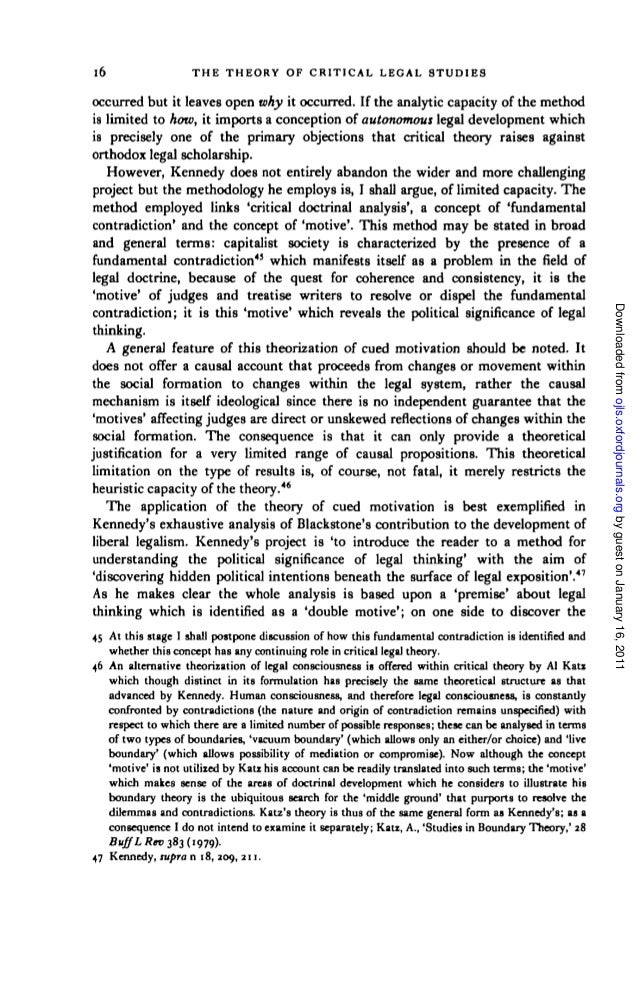 critical legal studies This brief encyclopedia entry, written for the oxford international encyclopedia of legal history, discusses the origins and implications of critical legal stud. critical legal studies This brief encyclopedia entry, written for the oxford international encyclopedia of legal history, discusses the origins and implications of critical legal stud.