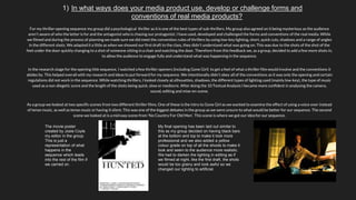For my thriller opening sequence my group did a psychological thriller as it is one of the best types of sub-thrillers. My group also agreed on it being mysterious as the audience
aren't aware of who the letter is for and the antagonist who is chasing our protagonist. I have used, developed and challenged the forms and conventions of the real media. While
we filmed and during the process of planning we made sure we did meet the convention rules of thrillers by using low-key lighting, short, quick cuts, shadows and a range of angles
in the different shots. We adapted it a little as when we showed our first draft to the class, they didn't understand what was going on. This was due to the shots of the shot of the
feet under the door quickly changing to a shot of someone sitting in a chair and watching the door. Therefore from this feedback we, as a group, decided to add a few more shots in,
to allow the audience to engage fully and understand what was happening in the sequence.
In the research stage for the opening title sequence, I watched a few thriller openers (including Gone Girl) to get a feel of what a thriller film would involve and the conventions it
abides by. This helped overall with my research and ideas to put forward for my sequence. We intentionally didn’t obey all of the conventions as it was only the opening and certain
regulations did not work in the sequence. While watching thrillers, I looked closely at silhouettes, shadows, the different types of lighting used (mainly low-key), the type of music
used as a non-diegetic score and the length of the shots being quick, slow or mediocre. After doing the 10 Textual Analysis I became more confident in analysing the camera,
sound, editing and mise-en-scene.
As a group we looked at two specific scenes from two different thriller films. One of these is the intro to Gone Girl as we wanted to examine the effect of using a voice over instead
of tense music, as well as tense music or having it silent. This was one of the biggest debates in the group as we were unsure to what would be better for our sequence. The second
scene we looked at is a mid way scene from ‘No Country For Old Men’. This scene is where we got our idea for our sequence.
1) In what ways does your media product use, develop or challenge forms and
conventions of real media products?
My final opening has been laid out similar to
this as my group decided on having black bars
at the bottom and top to make it look more
professional and we also added a yellow
colour grade on top of all the shoots to make it
look and seem to the audience more realistic.
We had to darken the lighting in editing as if
we filmed at night, like the first draft, the shots
would be too grainy and look awful so we
changed our lighting to artificial.
The movie poster
created by Josie Coyle
my editor in the group.
This is just a
representation of what
happens in the
sequence which leads
into the rest of the film if
we carried on.
 