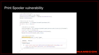 Print Spooler vulnerability
 