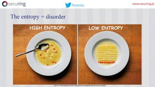 The entropy = disorder
HIGH ENTROPY LOW ENTROPY
Source:	http://awesomenator.com/fun/rearranging-the-world-chaos-vs-order/
Rzepsky
 