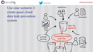 Use case scenario 2:
create quasi cloud
data leak prevention
system
Rzepsky
 