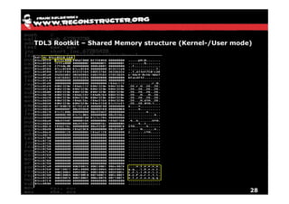 TDL3 Rootkit – Shared Memory structure (Kernel-/User mode)




                                                         28
 